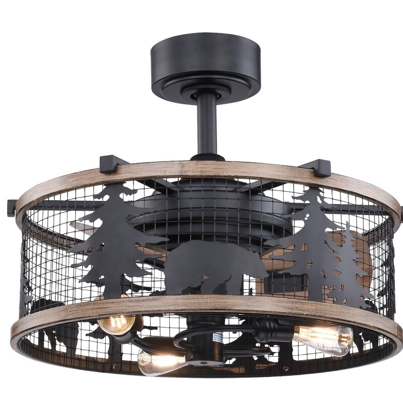 Millwood Pines 21" Sawyers 3 - Blade Caged Ceiling Fan with Remote